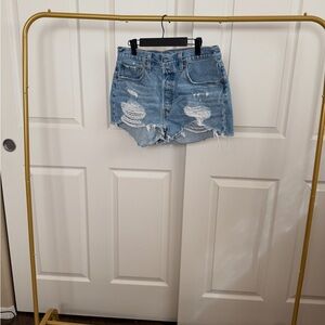 Levi's Blue Distressed Jean Shorts
